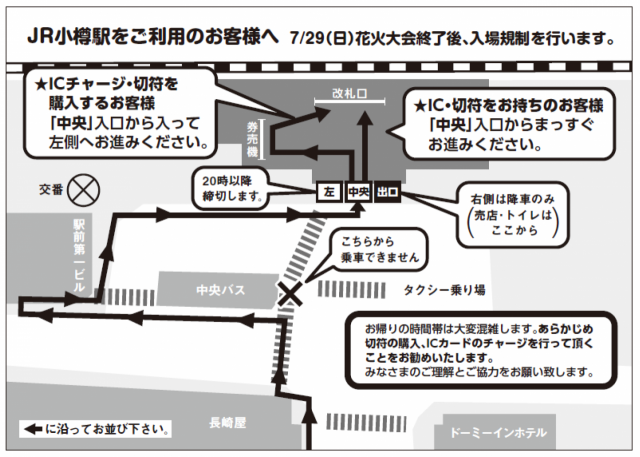 2018年7月29日 JR小樽駅出入口の規制について